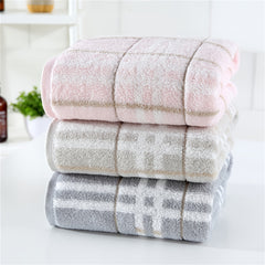 Plaid Pattern Bath Towel Cotton Soft Absorbent Large Beach Towel