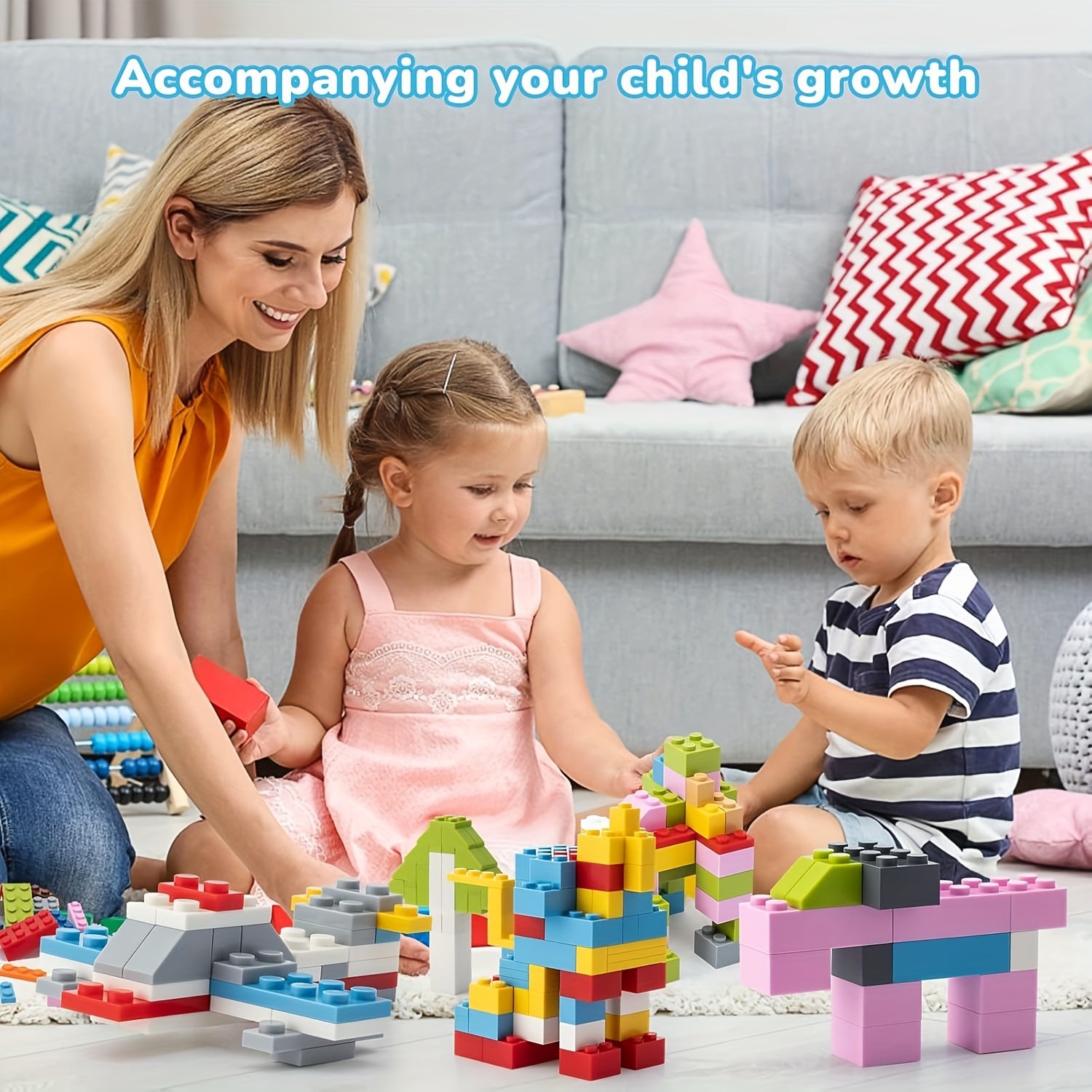 Kids Building Bricks Kit in Classic Colors for Creative Play