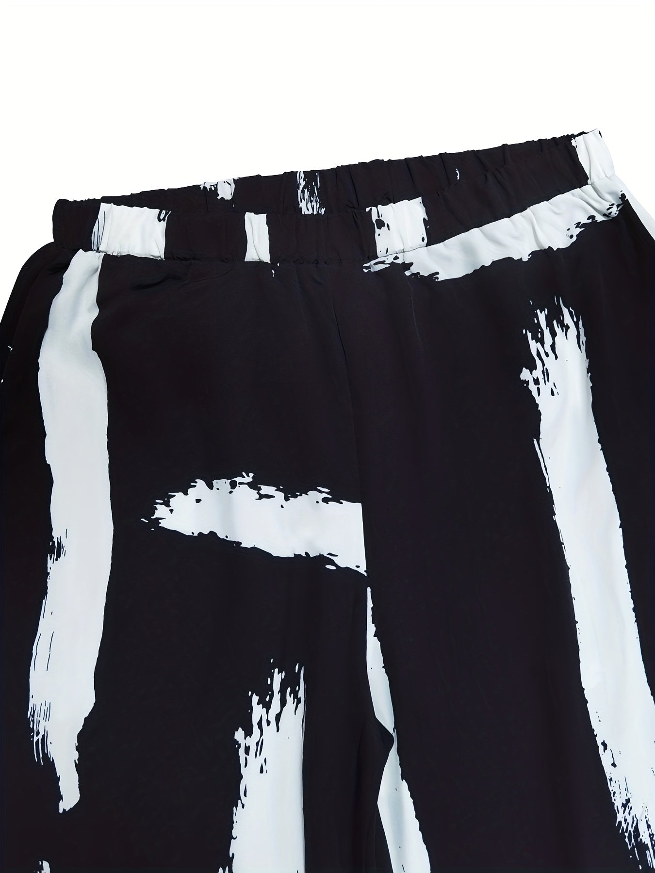  Colorblock Brush Print High Rise Wide Leg Pants