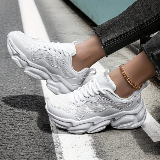 Women's Non Slip Platform Sneakers Comfortable Lace Up Sports Shoes
