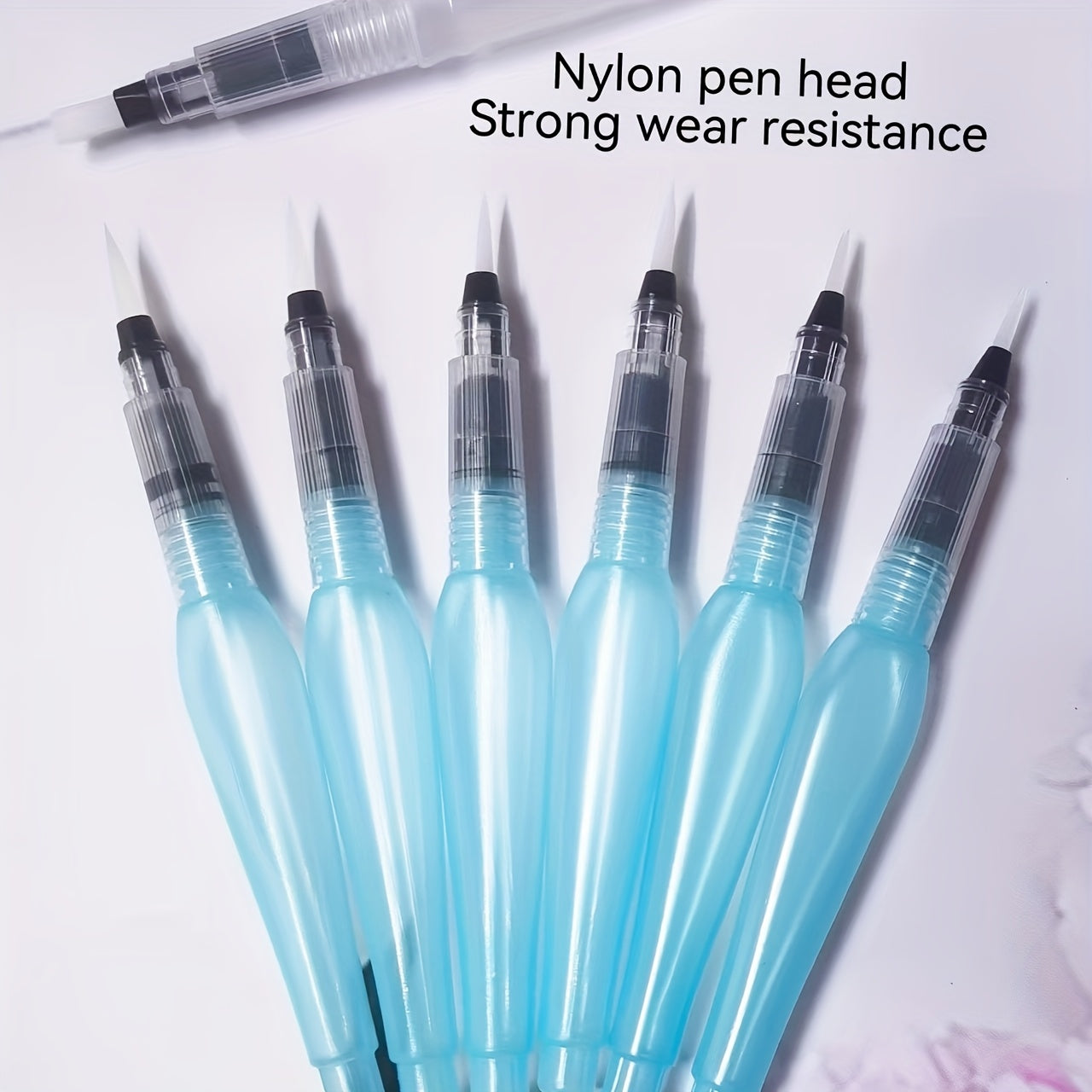 Solid Watercolor Brush Set 7pcs Flat and Round Tips