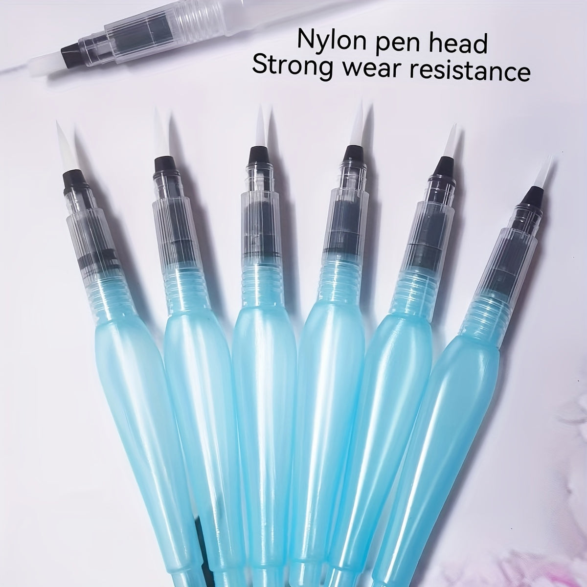 Solid Watercolor Brush Set 7pcs Flat and Round Tips