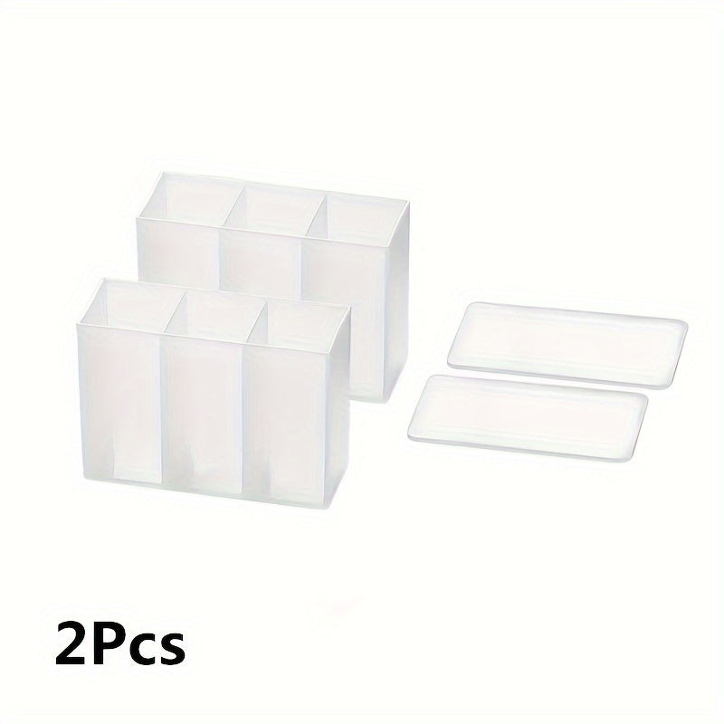 Small 3-Grid Transparent Wall-Mounted Storage Box for Eyebrow Pencil Lipstick