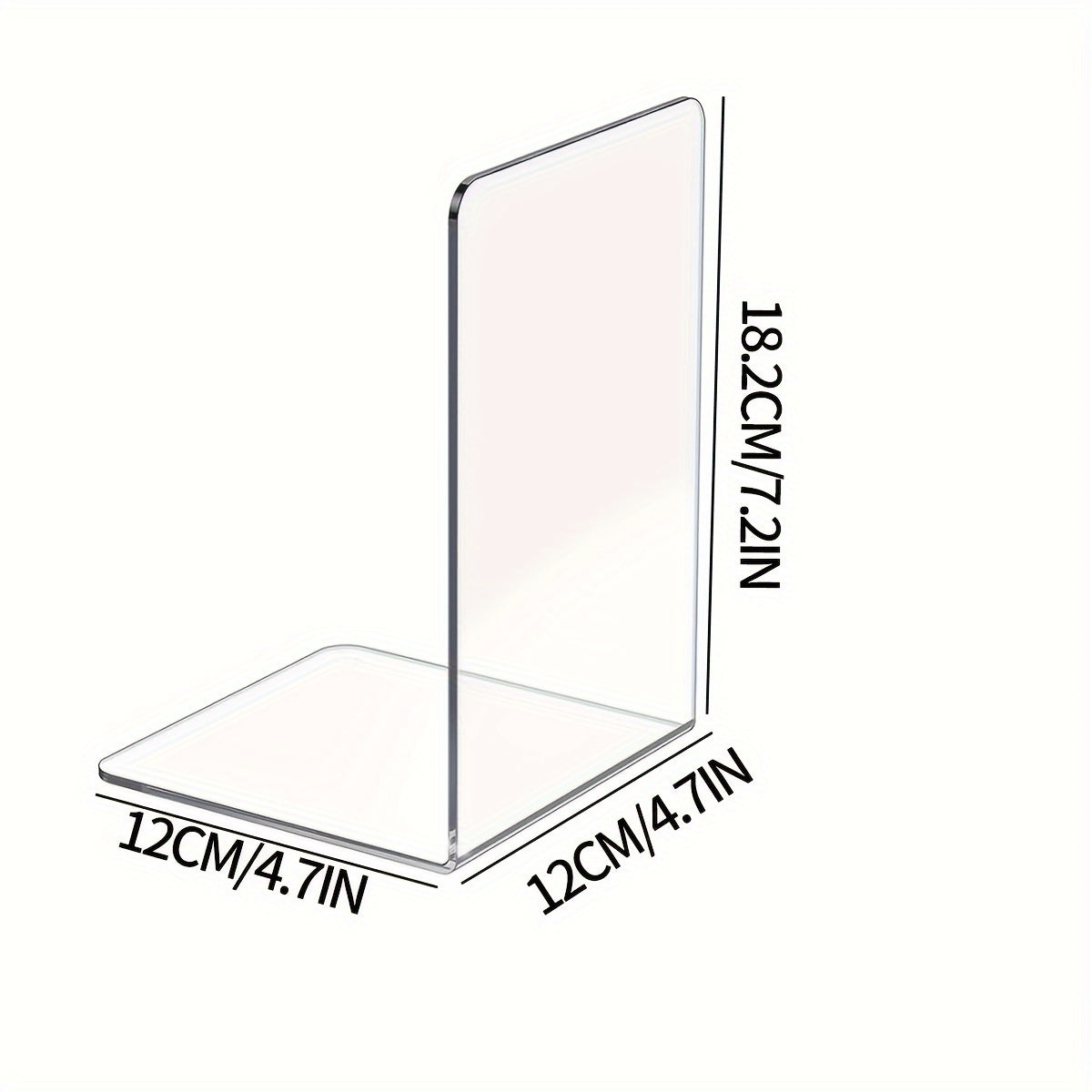 2pcs Acrylic Bookends Transparent L-shaped Removable Desktop Book Storage