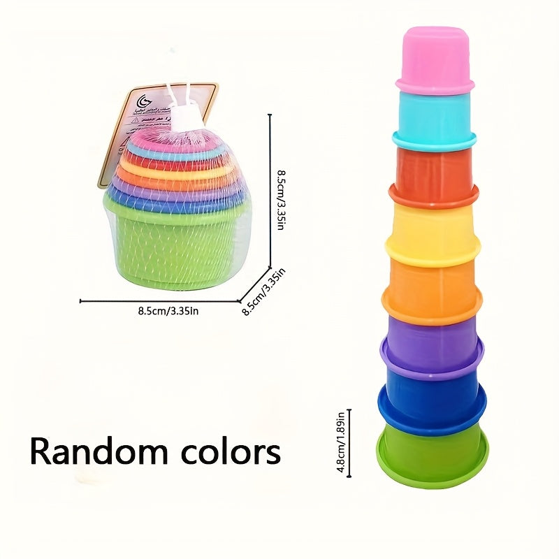 Colorful Rainbow Stacking Cups for Bath, Beach, Indoors