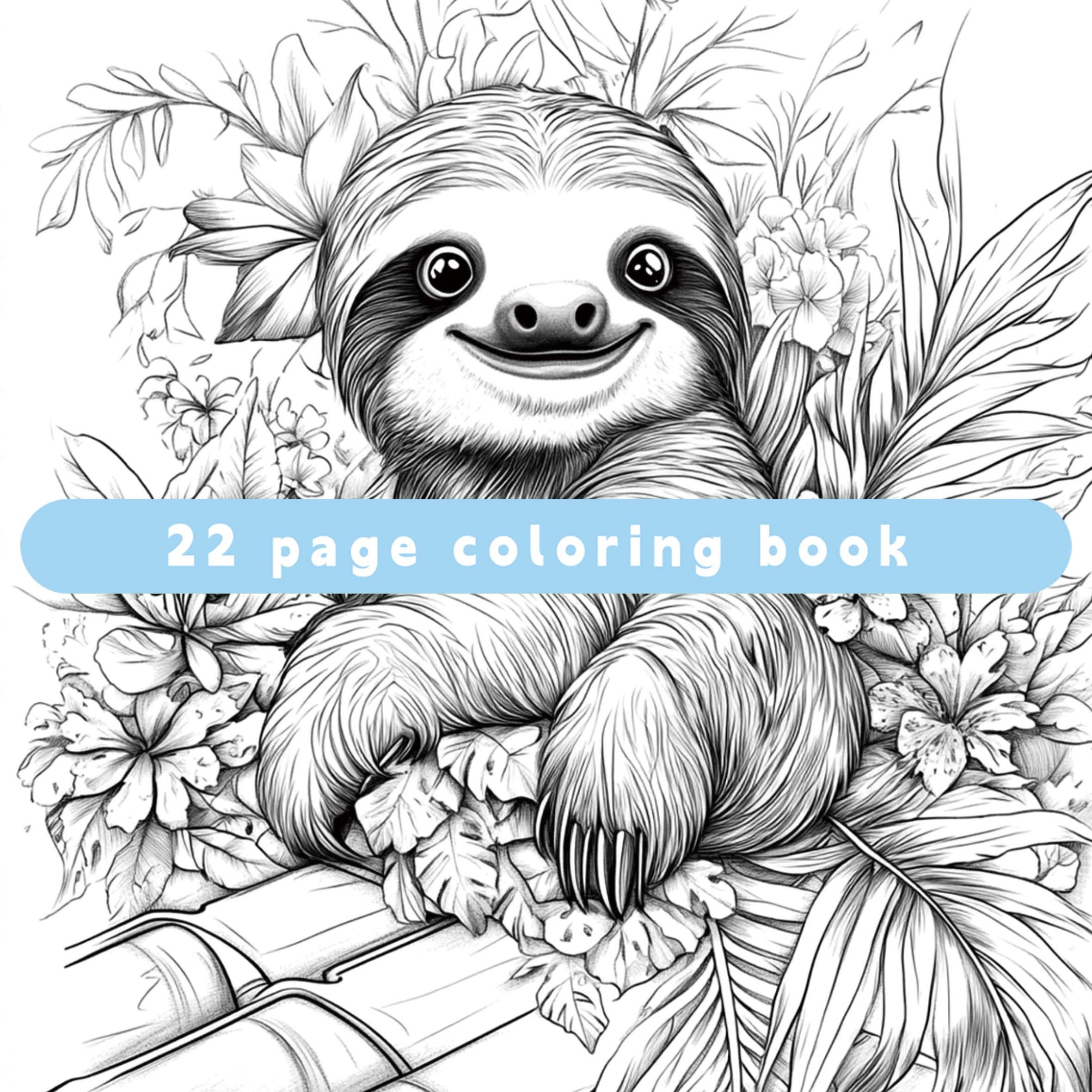 XF Sloth Coloring Book 22 Pages Adult Relaxation