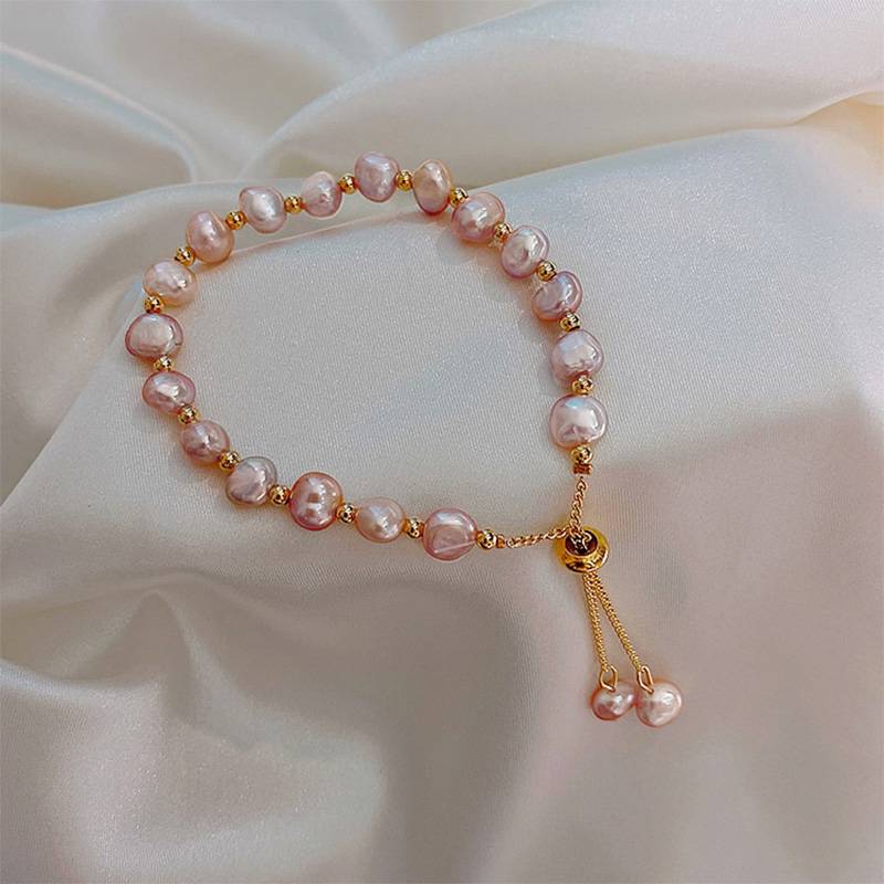 Baroque Pearl Bracelet with Gold Beads