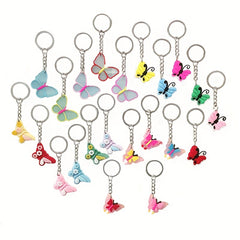 22pcs PVC Butterfly Keychain Key Ring Pendant Bag Accessory For Girls Women