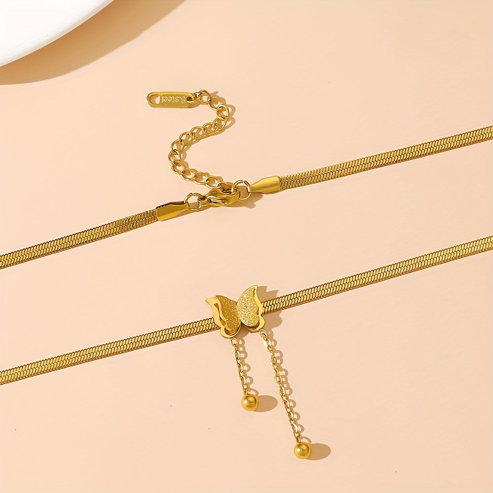 Stainless Steel Butterfly Pendant Necklace for Women Girls