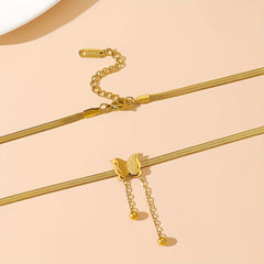 Stainless Steel Butterfly Pendant Necklace for Women Girls