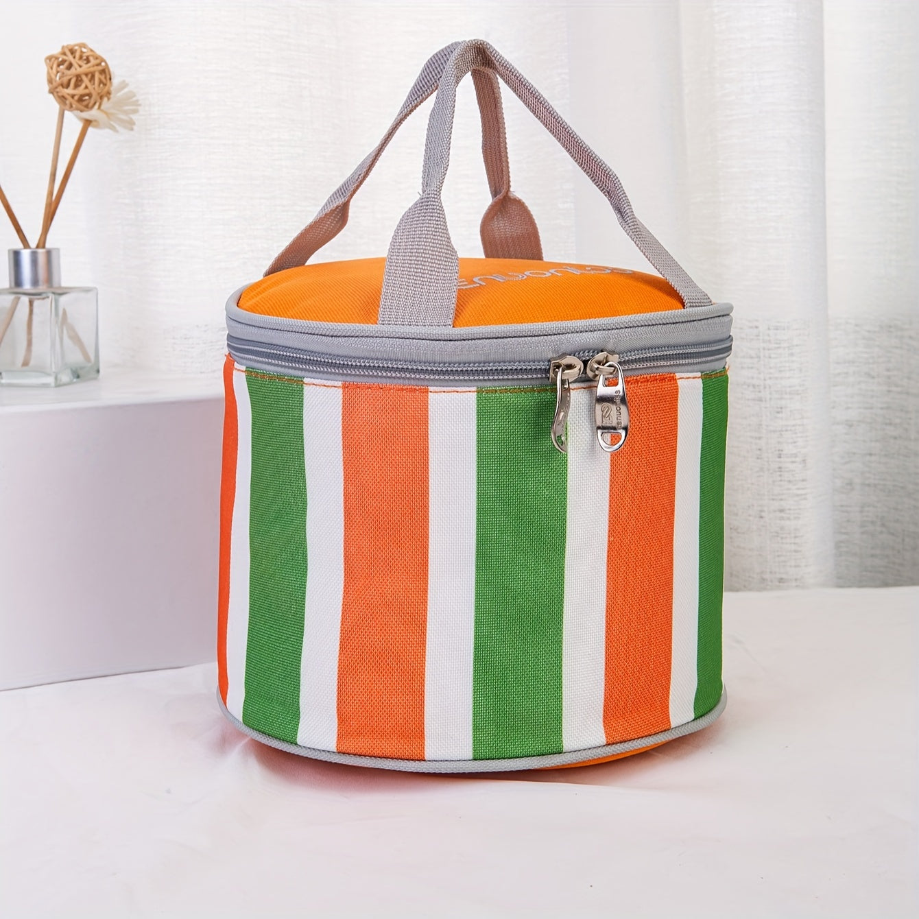 Large Capacity Round Insulated Lunch Bag for Picnic