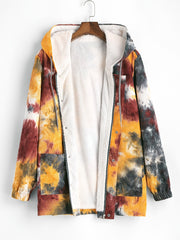 Men's Hooded Tie Dye Corduroy Zip Up Jacket