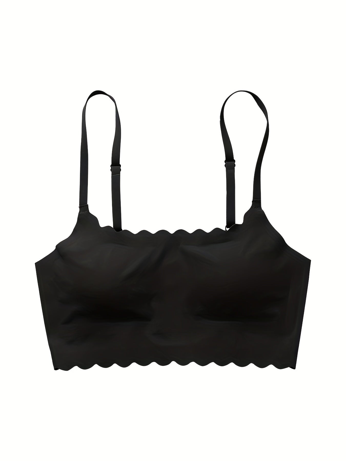 Scallop Trim Seamless Bra Wireless Everyday Bra Women's Lingerie