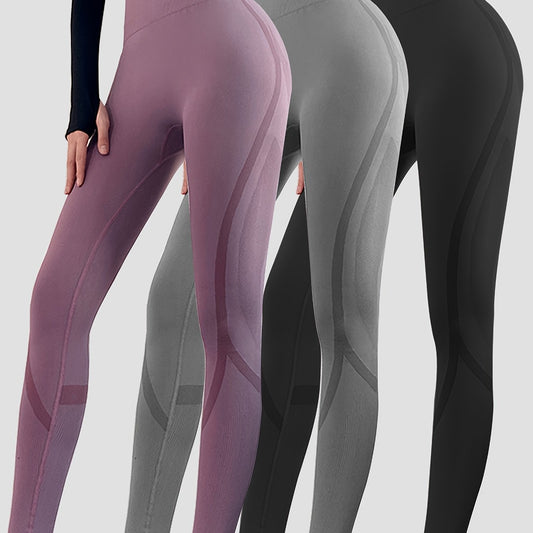 3Pcs High Waist Yoga Pants Stretchy Leggings Activewear
