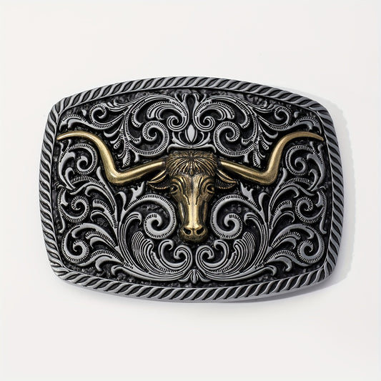 Vintage Flower Engraved Belt Buckle, Decorative Design for Leather Belts