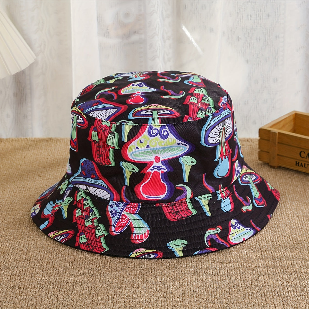 Mushroom Print Fisherman Hat Sunshade for Men and Women