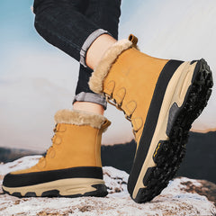 Men's High Top Warm Fleece Waterproof Anti skid Lace Up Boots