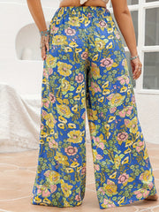  Floral Print High Rise Wide Leg Trousers