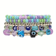 Boho Beaded Bracelet Set Stackable Hand Jewelry Women