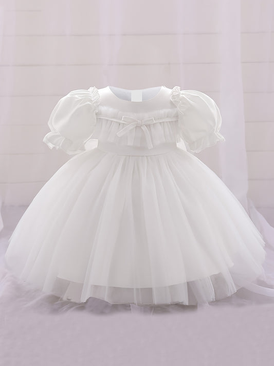 Mesh Puffy Gown Dress for Christening Wedding Flower Girl Princess