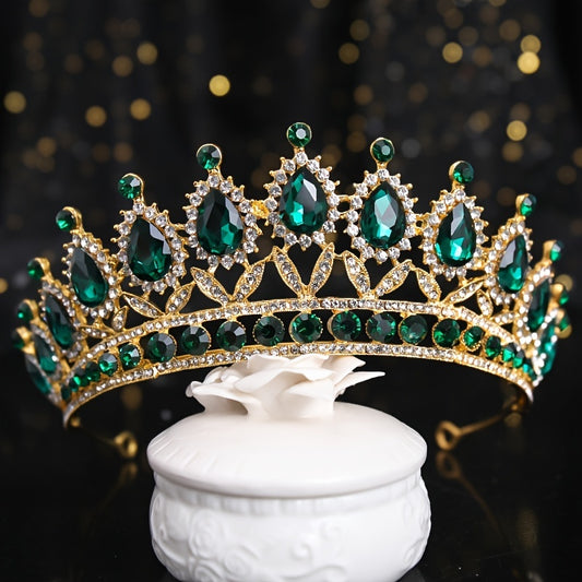 Vintage Alloy Colorful Rhinestone Headband Wedding Crown