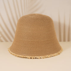 Vintage Straw Bucket Hat Sun Visor for Women
