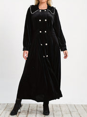  Solid Velvet Long Sleeve Maxi Dress