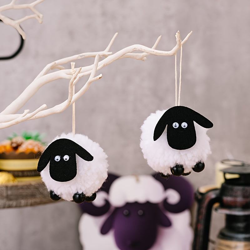 6pcs Lamb Decoration Pendant, 2 Large & 4 Small, Sheep Hanging Ornaments