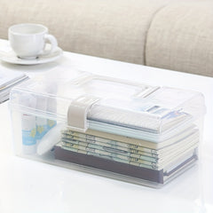1PC Portable Storage Box Transparent Plastic Box With Lid Desktop Miscellaneous