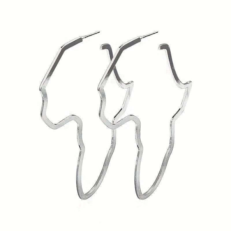 Hollow African Map Dangle Earrings Ethnic Hip Hop Style Jewelry