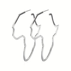 Hollow African Map Dangle Earrings Ethnic Hip Hop Style Jewelry