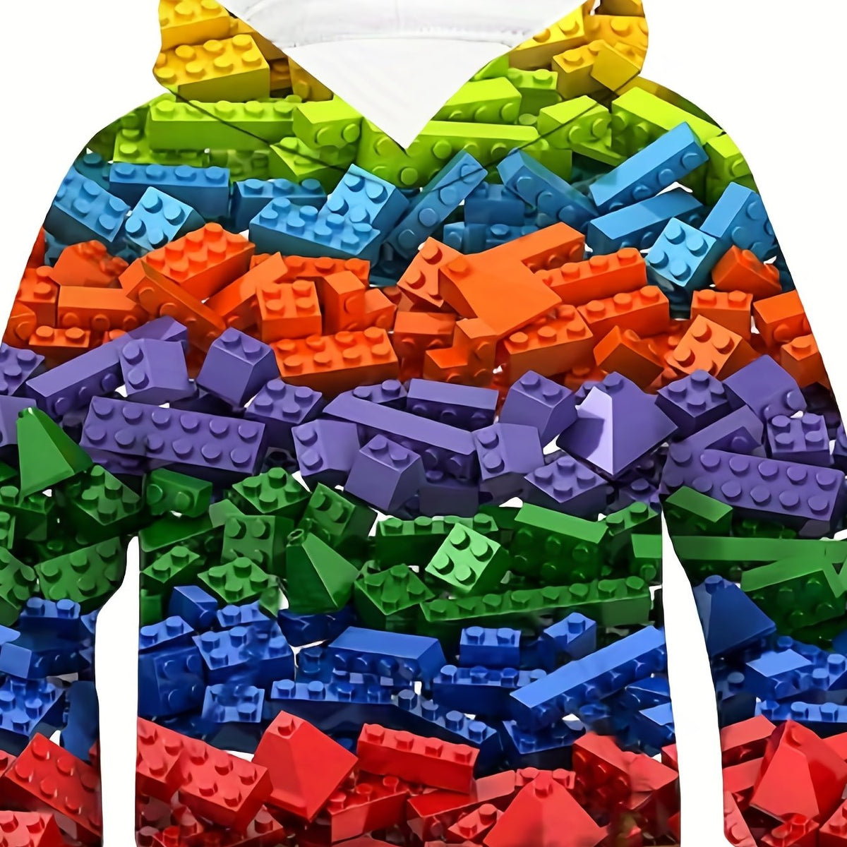 Boy's 3D Building Blocks Print Hoodie - Casual Hooded Sweatshirt