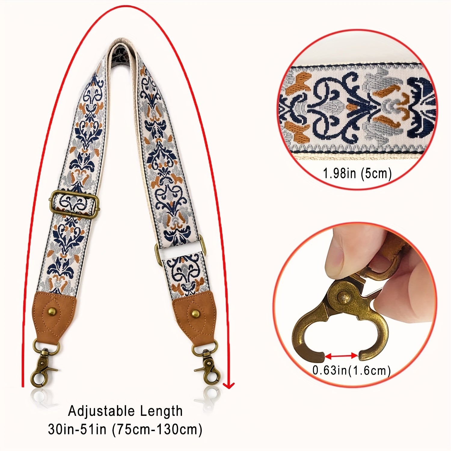Vintage Pattern Bag Strap Lightweight Adjustable Strap For Shoulder Bag