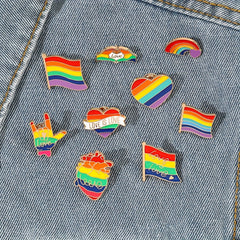 20pcs Random Cartoon DIY Metal Pins for Men Clothes - Seven Rainbow Hair