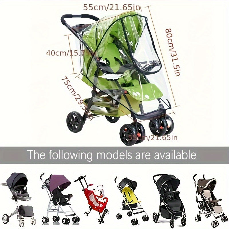 Stroller Rain Cover, Windproof Canopy with Zipper