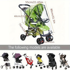 Stroller Rain Cover, Windproof Canopy with Zipper
