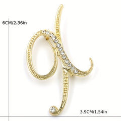 Rhinestone Letter Brooch Pin Alloy Diamond Inlaid Corsage Jewelry