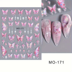 5D Holographic Butterfly Nail Stickers - Manicure Decoration Decals