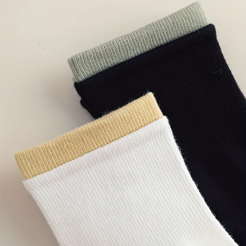 12 Pairs Colorblock Trim Socks Comfy & Breathable Women's Stockings