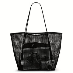 Large Capacity Mesh Beach Bag Grocery Shopping Bag Swimming Storage Bag