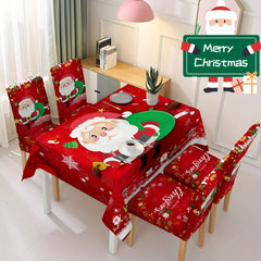 Polyester Merry Christmas Tablecloth Santa Pattern Cover Holiday Decoration