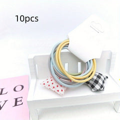 10pcs Plaid Star Decor Hair Tie Elastic Ponytail Holder Hair Accessories
