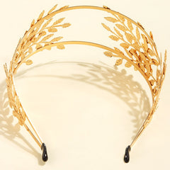 Golden Leaf Headband Rhinestone Bridal Hair Accessory