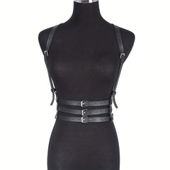 3 Layer Body Harness Belt Gothic PU Leather Rivet Corset Y2K Punk