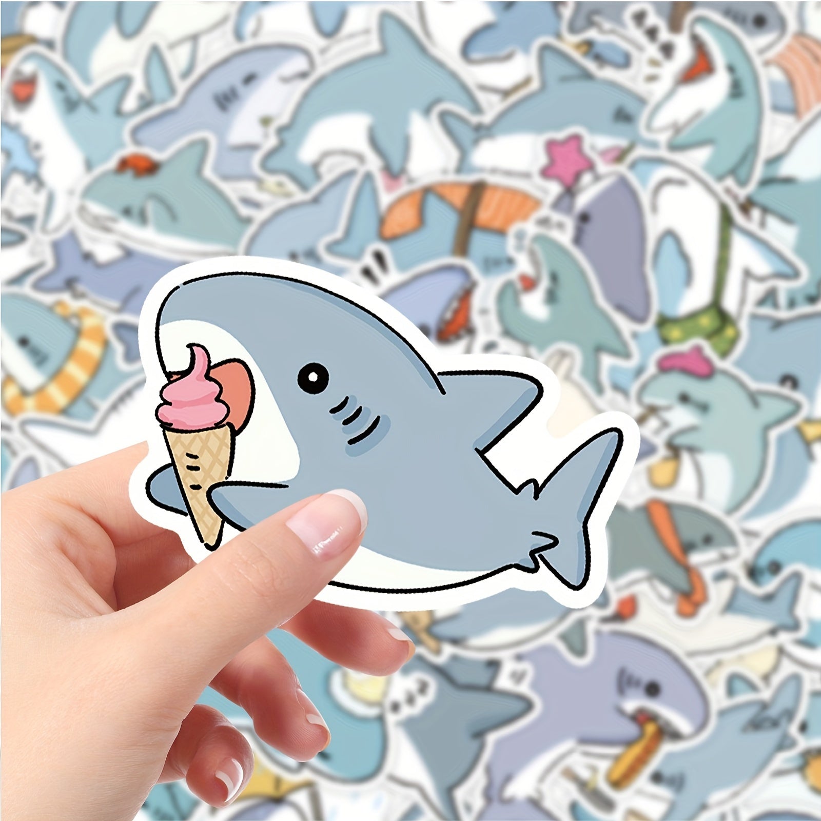 51 Whimsical Gray Shark Stickers Vinyl Decals for Laptops