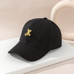 Metal Bear Baseball Cap Embossed Couple Hats Lightweight Sunscreen Dad Hats