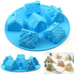 Christmas Silicone Cake Molds 6 Cavity Gingerbread House Baking Round