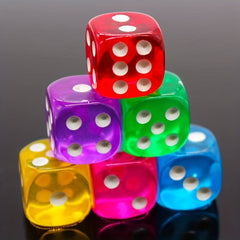 10pcs 14mm Transparent 6 Sided Colored Game Dice