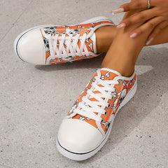 Skull Pattern Canvas Shoes Halloween Slip On Sneakers