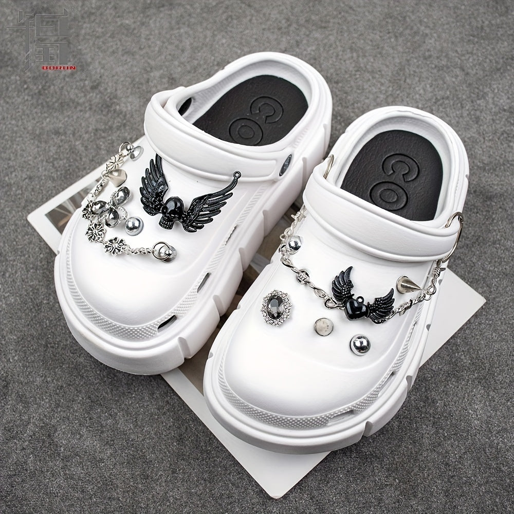 Metal Skull & Wings Shoe Charms for Clogs DIY Accessories